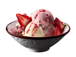Tasty strawberry ice cream isolated on transparent background png