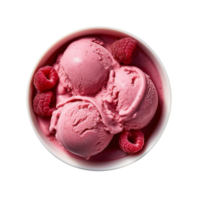 Tasty raspberry ice cream bowl isolated on transparent background png