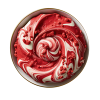 Tasty red velvet ice cream bowl isolated on transparent background png