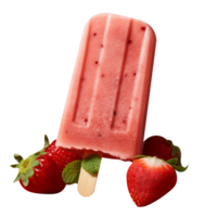 Tasty strawberry popsicle isolated on transparent background png