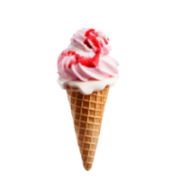 Yummy strawberry ice cream cone isolated on transparent background png