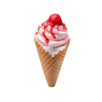 Yummy strawberry ice cream cone isolated on transparent background png