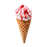 Yummy strawberry ice cream cone isolated on transparent background png