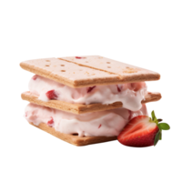 Tasty strawberry ice cream sandwich isolated on transparent background png