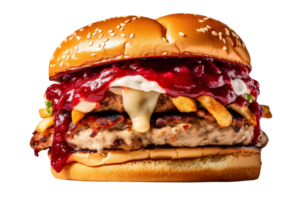 Delicious cranberry burger isolated on transparent background png