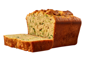 Freshly baked bread loaf with slice isolated on transparent background png