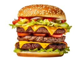 Delicious double burger isolated on transparent background png