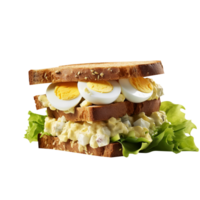 Egg salad sandwich with whole grain bread on transparent background png