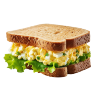 Egg salad sandwich with whole grain bread on transparent background png