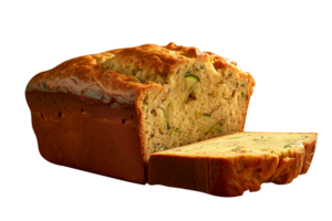 Freshly baked bread loaf with slice isolated on transparent background png