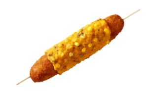 Fresh corn wrapped hot dog isolated on transparent background png