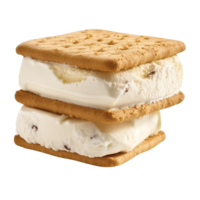 savoureux vanille la glace crème sandwich isolé sur transparent Contexte png