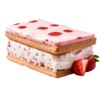 savoureux fraise la glace crème sandwich isolé sur transparent Contexte png