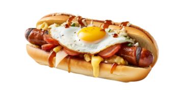 Fried egg hot dog isolated on transparent background png