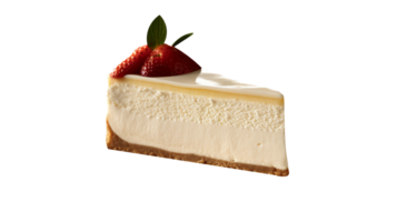 Fresh baked cheese cake piece isolated on transparent background png