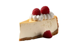 Fresh baked cheese cake piece isolated on transparent background png