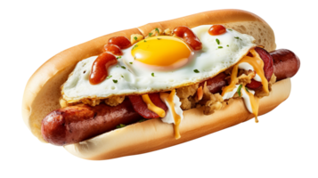 Fried egg hot dog isolated on transparent background png