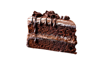 Slice of tasty homemade chocolate cake on transparent background png