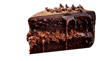 Slice of tasty homemade chocolate cake on transparent background png