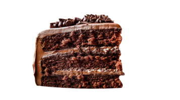 Slice of tasty homemade chocolate cake on transparent background png