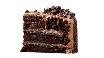 Slice of tasty homemade chocolate cake on transparent background png