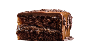 Slice of tasty homemade chocolate cake on transparent background png