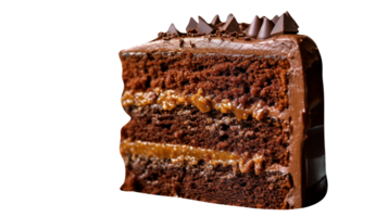 Scheibe von lecker hausgemacht Schokolade Kuchen auf transparent Hintergrund png