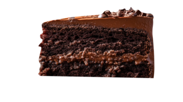 Scheibe von lecker hausgemacht Schokolade Kuchen auf transparent Hintergrund png