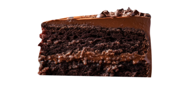 Slice of tasty homemade chocolate cake on transparent background png