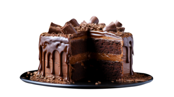 Tasty homemade chocolate cake on transparent background png