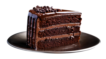 fatia do saboroso caseiro chocolate bolo em transparente fundo png