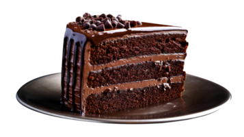 Slice of tasty homemade chocolate cake on transparent background png