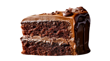 Slice of tasty homemade chocolate cake on transparent background png