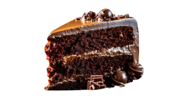 Slice of tasty homemade chocolate cake on transparent background png