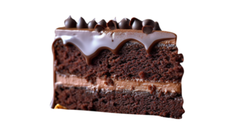 tranche de savoureux fait maison Chocolat gâteau sur transparent Contexte png
