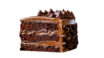 Slice of tasty homemade chocolate cake on transparent background png