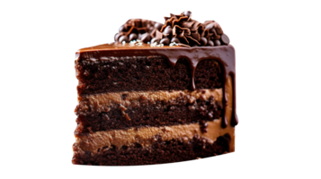 Slice of tasty homemade chocolate cake on transparent background png