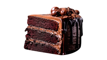 Scheibe von lecker hausgemacht Schokolade Kuchen auf transparent Hintergrund png