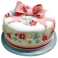 Decorated fondant cake isolated on transparent background png