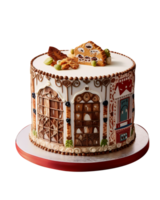 Decorated Christmas fondant cake isolated on transparent background png