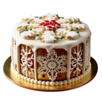 Decorated Christmas fondant cake isolated on transparent background png