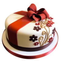 Decorated fondant cake isolated on transparent background png