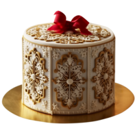 Decorated Christmas fondant cake isolated on transparent background png