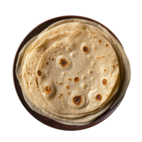 Stack of fresh flat breads isolated on transparent background png
