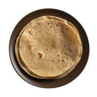 Stack of fresh flat breads isolated on transparent background png