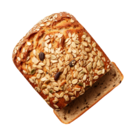 Freshly baked oat meal bread loaf isolated on transparent background png