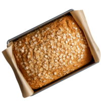 Freshly baked oat meal bread loaf isolated on transparent background png