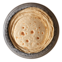 Stack of fresh flat breads isolated on transparent background png