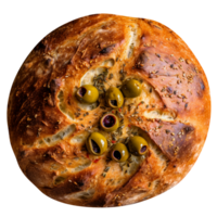 fraîchement cuit olive pain pain sur transparent Contexte png