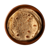 Stack of fresh flat breads isolated on transparent background png